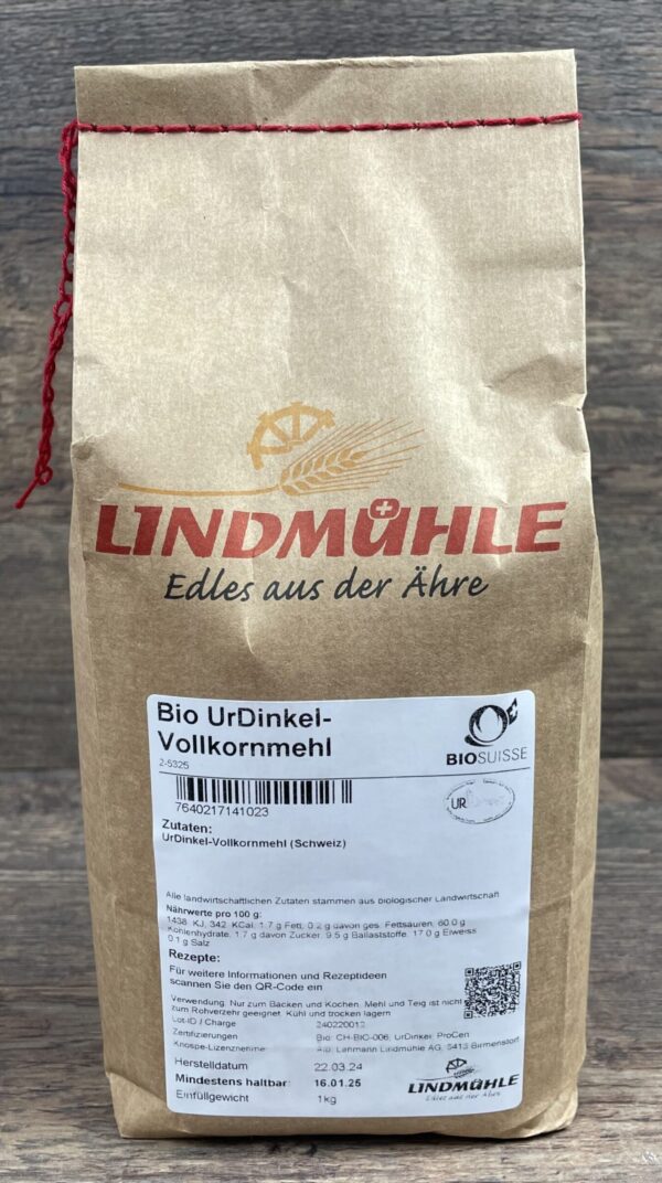 Mühle Scherz AG Abbildung: Bio UrDinkel Vollkornmehl, 1 kg - Backmehl