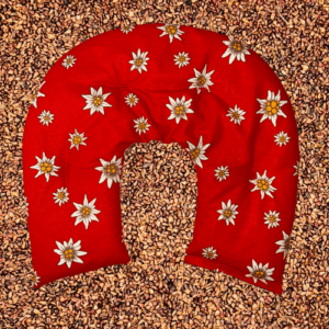 Nackenkissen Edelweiss rot mit Traubenkernen Gefüllt