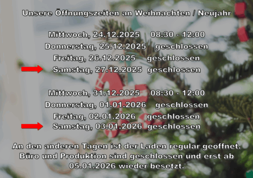 Weihnachten-Neujahr Öffnungszeiten 2025